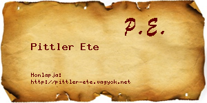 Pittler Ete névjegykártya